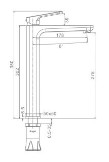 Высокий смеситель для раковины Raglo R51.15.09 графит